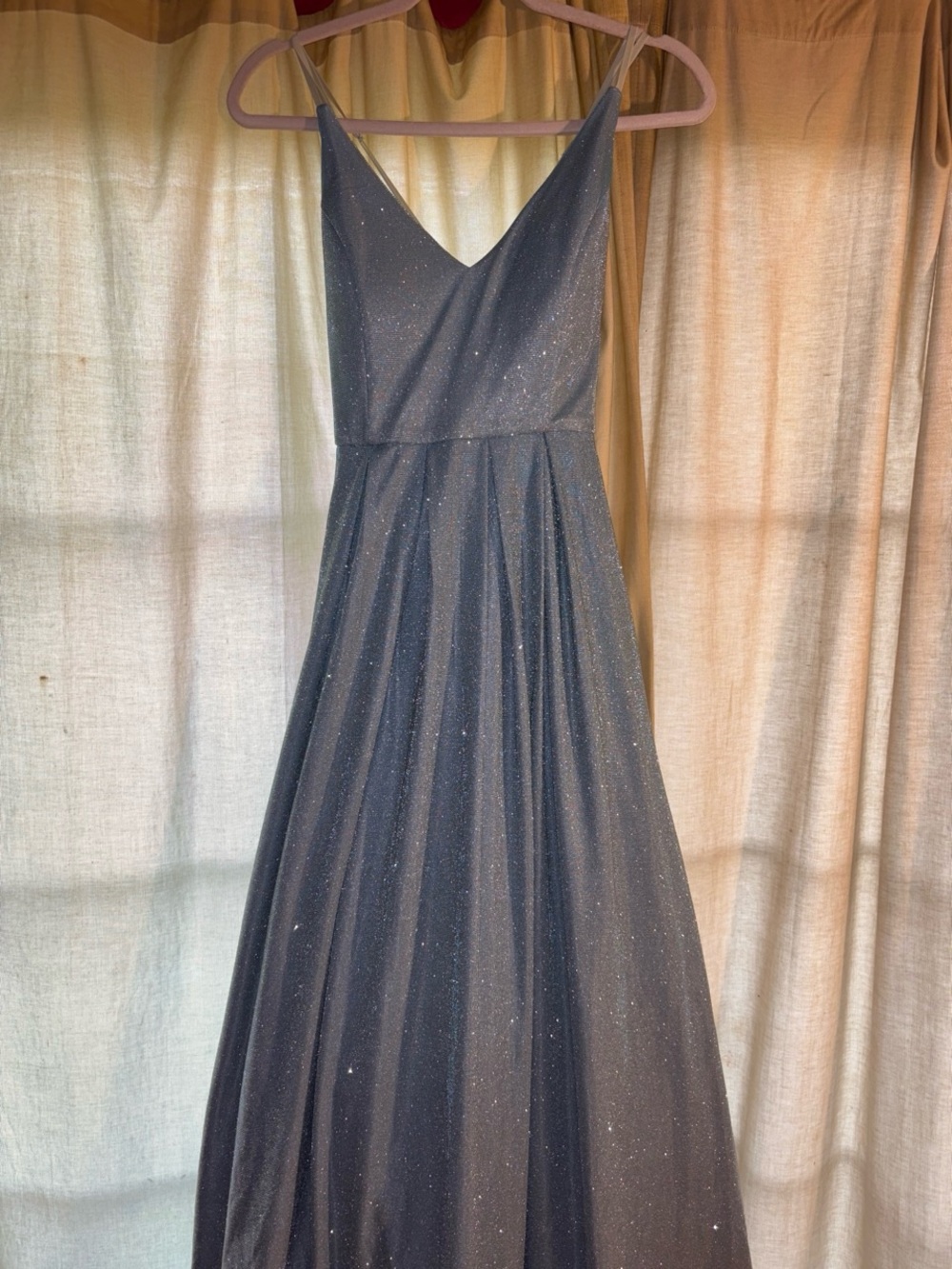 Windsor Sparkle Light Blue Glitter V-Neck Maxi Dress